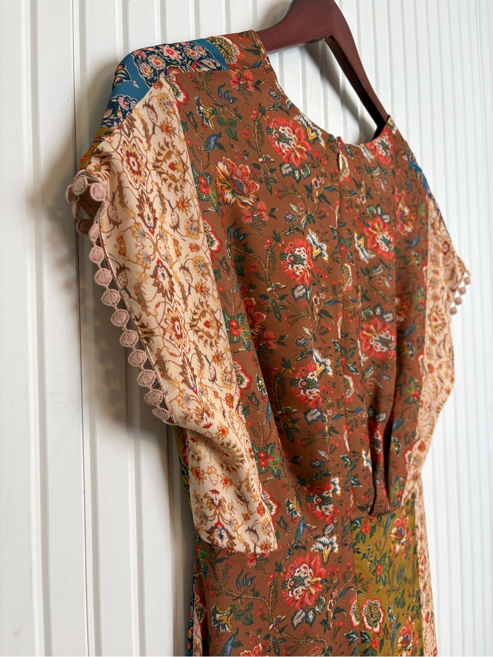 NWT Sachin Babi Patchwork Bohemian Dress 2 Floral Peasant Cottagecore Hippie - Picture 6 of 15